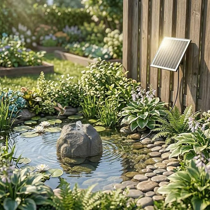 Realistic Granite Rock Solar Bird Bath Fountain, Exquisite Solar Fountain for Bird Bath, Solar Powered Water Fountain with 10 Nozzles, for Garden, Pond, Bird Baths (Gray)