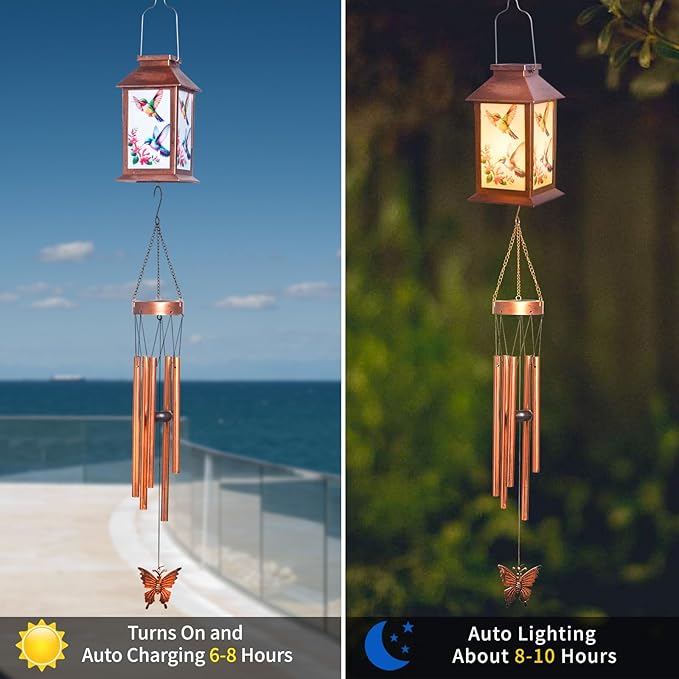 Hummingbird Outdoor Lantern House Wind Chime - A Gift for Outdoor courtyards and Gardens, Suitable for Women, Mothers, Grandmothers, Sisters and Friends, Birthdays, Christmas, and Mother's Day