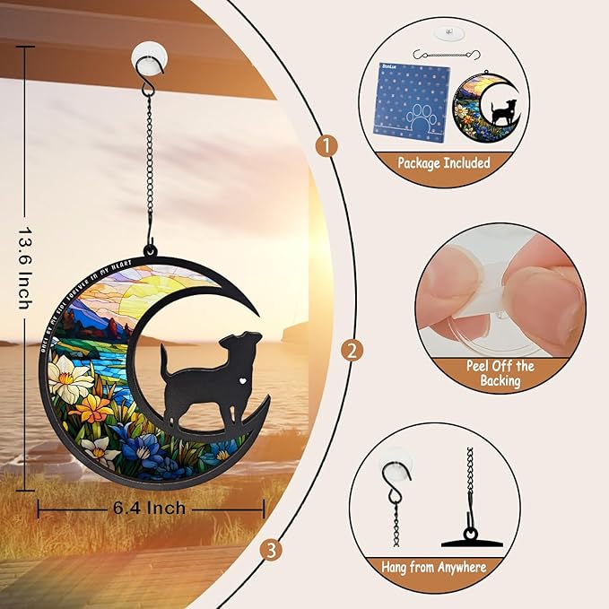 BamLue Dog Memorial Suncatcher Ornament for Home Decor, Loss of Dog Sympathy Gift, Suncatchers for Windows Hanging, Pet Loss Gifts, Remembrance Gifts for Pet Lovers