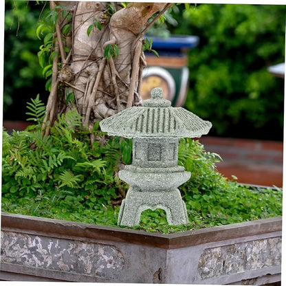 Yardwe 8pcs Miniature Sandstone Pagoda Statues Zen Style Lantern Sculptures for Garden Decoration Outdoor Bonsai Landscape for Home Aquarium