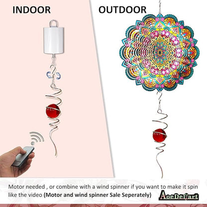 Aoedelyart Gazing Ball Spiral Decorative Wind Spinner Stabilizer Sun Catcher 11inch Tail and 2 inch Glass Orb. Indoor Outdoor Garden Decoration Wind Sculptures Wind Spinner Tail-13 inch Height (Red)