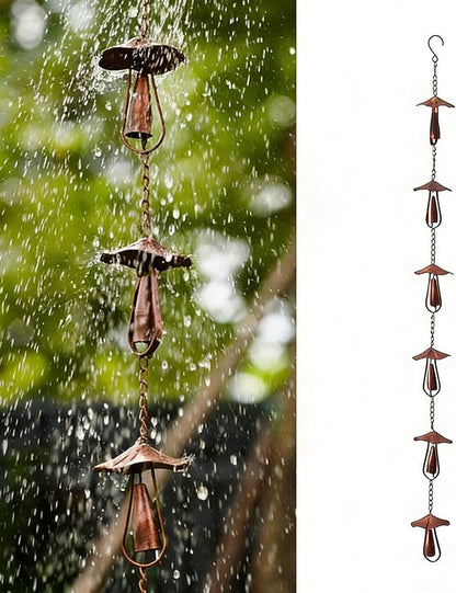 Rain Chain Home Decor for Gutters – 4.25 ft Black Decorative Rainchain Outdoor Durable Heavy Duty Gutter Chain Downspout, Modern Rainchains for Outside (Mushroom)