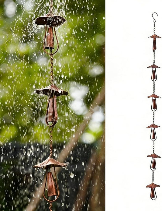 Rain Chain Home Decor for Gutters – 4.25 ft Black Decorative Rainchain Outdoor Durable Heavy Duty Gutter Chain Downspout, Modern Rainchains for Outside (Mushroom)
