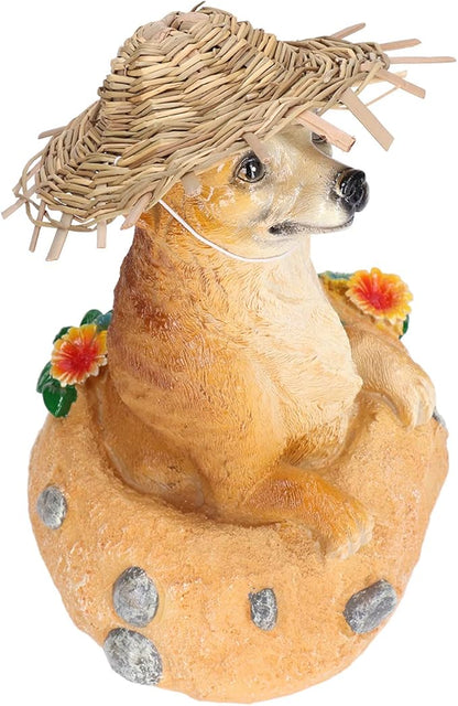 Garden Statue, Outdoor Animal Ornament, Lifelike Straw Hat Resin Decoration for Lawn Yard Flower Pot, Weather - Pastoral Style Garden Art