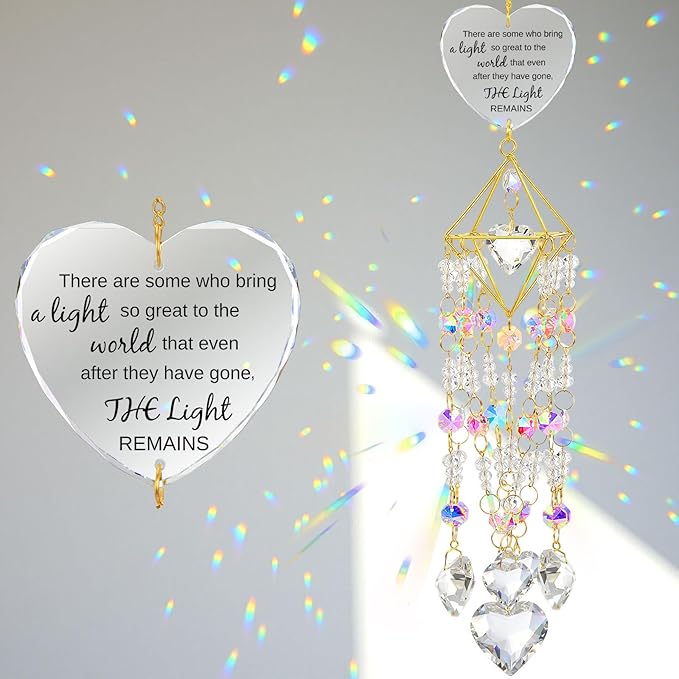 AceOrbit Memorial Gifts Crystal Suncatchers for Window Hanging Wind Chime Garden Suncatchers Rainbow Decor Sympathy Gifts for Loss of Family, Loved Ones, Funerals, Bereavement, Remembrance