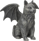 6.75” Faux Stone Gothic Winged Gargoyle Cat Fantasy Garden Charcoal Grey Textured Statue