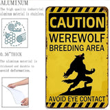 Werewolf Metal Tin Sign Werewolf Breeding Area Folklore Wall Art Decor for Home Farm Forest Garden Grassland Patio Outdoor 12x8 inch