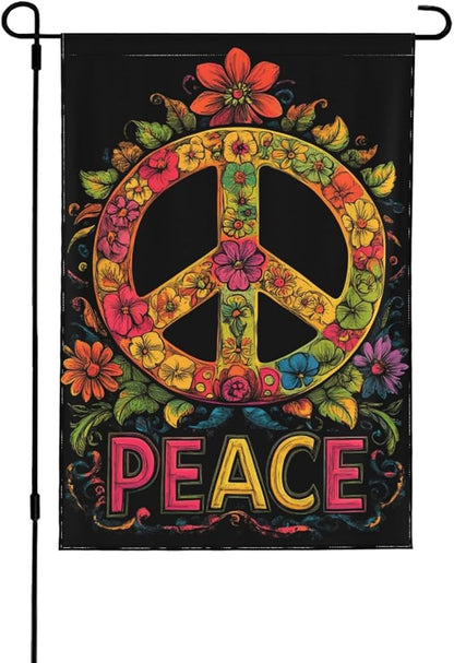 Garden Flags 12×18 Inch Peace Floral Double Sided Decorative Yard Banner Seasonal Flag for Outdoor Outside Decor