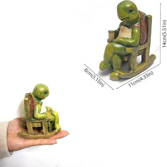 Solar Garden Statues Outdoor Decor,Turtle Figurine Solar Lights, Waterproof Solar Lantern for Balcony Patio Porch Lawn Yard Ornament Art - Gift Ideas for Gardening Grandma Women 5.51"x4.33"x3.15"