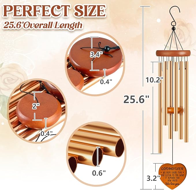 Godmother Gifts from Godchild, Godmom Wind Chimes, Birthday, Proposal, Retirement Gift for Godmother from Goddaughter Godson