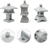 Saihisday 3pcs Miniature Pagoda Statues Japanese Style Pagoda Lantern Asian Decor Square Chinese Pagoda Statue for Zen Garden Indoor Outdoor Decor Micro Rockery Landscape Kit