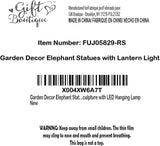 Gift Boutique Garden Decor Elephant Statues with Lantern Light Outdoor Elephant Figurine Yard Lawn Patio Decorations Resin Animal Sculpture with LED Hanging Lamp