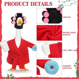 Shyyween Spring Porch Goose Outfits 23 Inch Lady Goose Robe and Curlers Red Pajamas Coffee Cup Cement Concrete Front Porch Geese Clothes Summer Statue Costumes Accessories