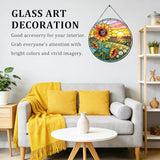 Sunflower Hanging Stained Glass for Windows, Sunflower Sun Catchers Indoor Window Glass Summer Floral Wall Art Hanging Decorations Mother's Day, Valentine's Day Ornaments Festival Gift 7.87"