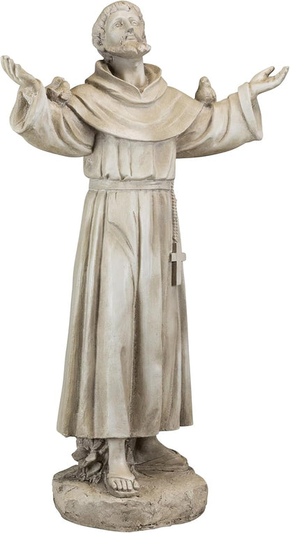 Northlight St. Francis of Assisi with Birds Outdoor Garden Statue - 24"