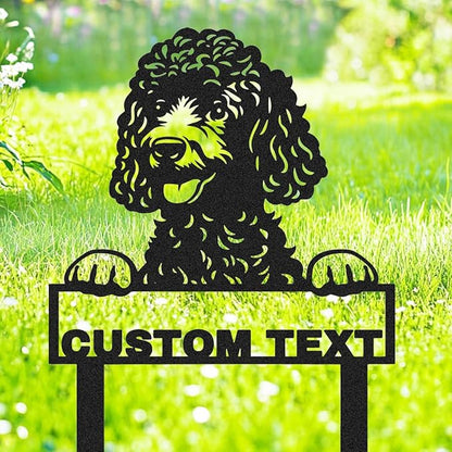 Custom Metal Poodle Garden Sign, Personalized Pet Dog House Name Sign Yard Stake Decor Lawn Patio Pathway Gardening Gift, Customized Decorative Garden Stake Cute Poodle Dog Silhouette Signs