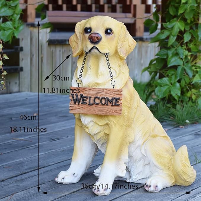 Garden Statue Animal Sculpture Outdoor Decor Gift Outdoor Statues Courtyard Resin Decoration Outdoor Garden Simulation Animal Statue Living Room Corridor Dog Sculpture(36 * 30 * 46cm)