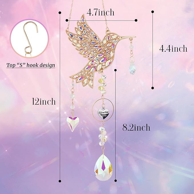 Hummingbird Gifts for Mom, Mom Gifts for Mothers Day Birthday from Daughter, Sun Catchers Indoor Window Outdoor Garden, Spring Home Decor Hummingbird Gift for Women Mother Grandma Bird Lovers