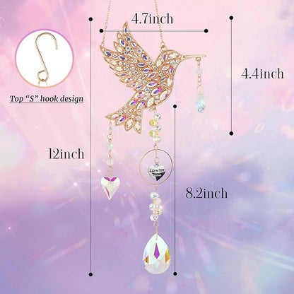 Hummingbird Gifts for Mom, Mom Gifts for Mothers Day Birthday from Daughter, Sun Catchers Indoor Window Outdoor Garden, Spring Home Decor Hummingbird Gift for Women Mother Grandma Bird Lovers