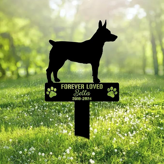 Custom Rat Terrier Dog Metal Memorial Garden Stake Personalized Pet Grave Marker Name Sign Remembrance Stake Decor Sympathy Dog Loss,Outdoor Statues for Yard Garden Lawn Patio Pathway Grave.