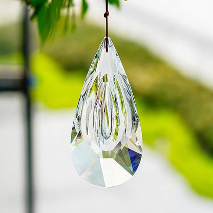 5" Hanging Crystal Prism Suncatcher Ornament Faceted Clear Crystal Drop Rainbow Maker Pendant for Window Garden Decor Ornament for Christmas Tree