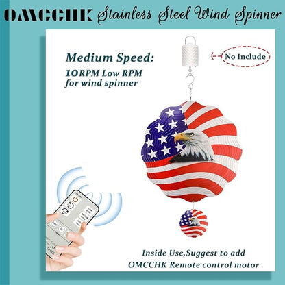 12 inch Wind Spinners Outdoor Hanging Decor, Steel Wind Spinner, Large American Eagle Ornament Spinner, Wind Chimes for Outside, Kinetic Sculpture Sun Catcher, Yard Art Garden Decor, Grandma Gifts