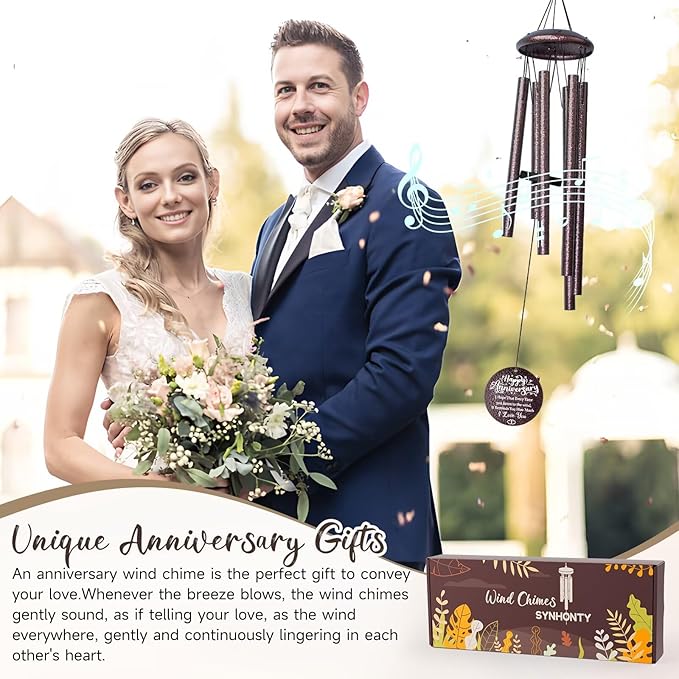 Anniversary Wind Chimes Gifts for him her,Romantic Anniversaries for Wife, Husband, Happy Anniversary Decorations