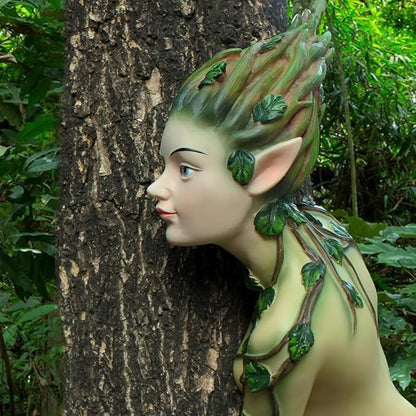 Outdoor Statues Decoration Fairy Tree Hugger Face Sculpture Peeker Courtyard Decoration Fairy Garden Ornament Figurines Art Yard Tree Hugger