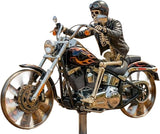 Skeleton Motorcycle Wind Spinner, Biker Skull Windmill Stake with Rotating Wheels for Patio Yard Garden, Unique Resin Outdoor Sculptures Ornament Gift for Friends Motorcycle Lovers