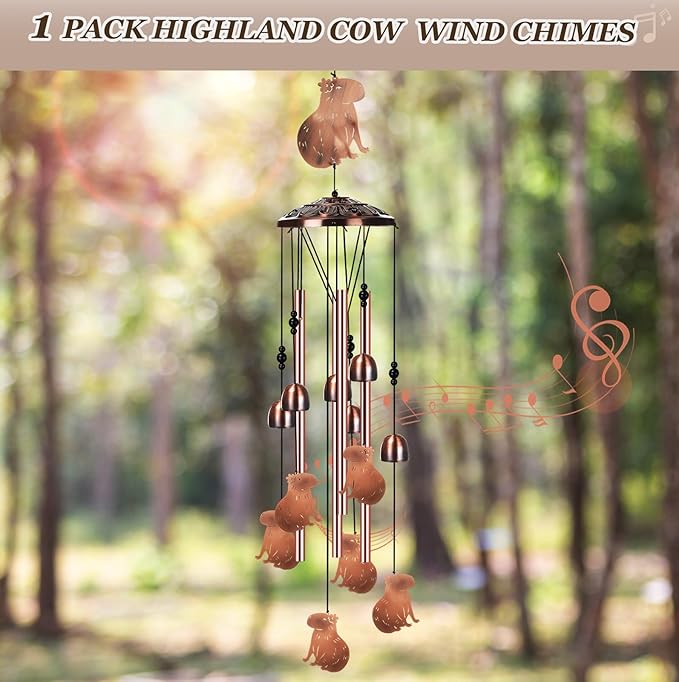 Briwooody Capibara Wind Chimes for Outside Capibara Gifts for Women Mom Metal Wind Chimes Memorial Birthday Decor for Outdoors Patio Garden Porch Home Yard Decoration