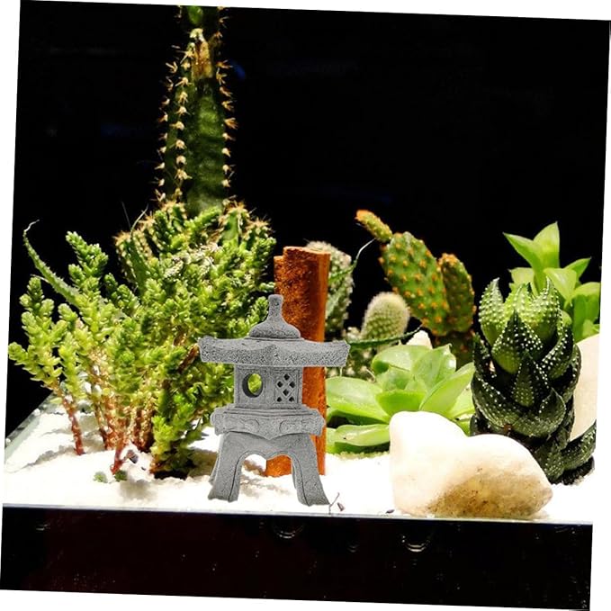 Toyvian Japanese Garden Decor Zen Garden Pavilion Ornaments Stone Pagoda Statue for Bonsai Decoration