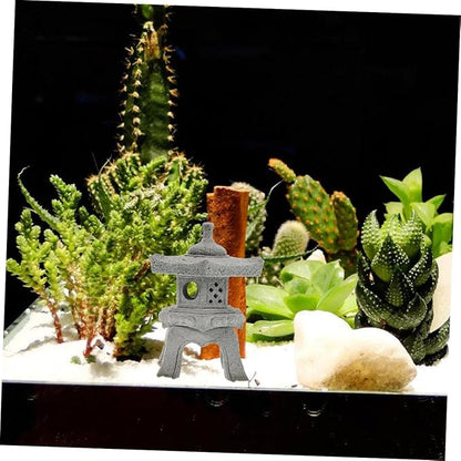 Toyvian Japanese Garden Decor Zen Garden Pavilion Ornaments Stone Pagoda Statue for Bonsai Decoration