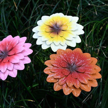 7Pcs/Set Metal Flower Garden Stakes,Metal Eyes Flowers Outdoor Decor Stake Yard Art Decoration,Garden Plant Stick Spring Patio (C)