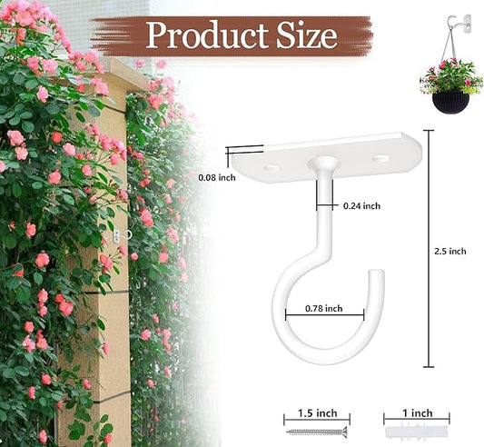 Ceiling Hooks for Hanging Plants 8P 2.5inches White