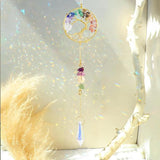Handmade 7 Chakra Tree of Life Crystal Suncatcher, Sun Catcher Hanging for Car, Windows, Spiritual, Rainbow Maker, Butterfly Indoor Garden Home Decor