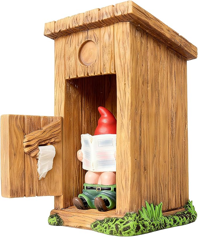 nezababy Funny Garden Gnome Outdoor Statues Naughty Sculpture Decoration Inappropriate Read Newspaper Gnome for Indoor Lawn Yard Red