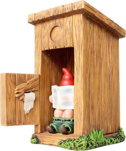 nezababy Funny Garden Gnome Outdoor Statues Naughty Sculpture Decoration Inappropriate Read Newspaper Gnome for Indoor Lawn Yard Red