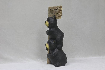 Stacking Bears with Welcome Sign for Garden or Home