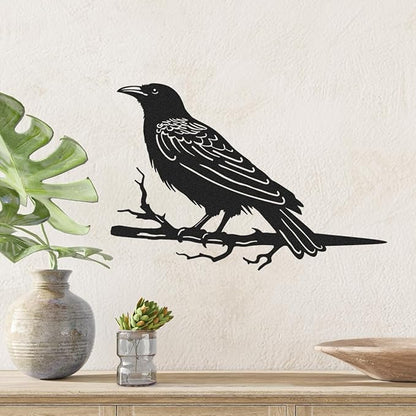 OULYDEKO Raven Decor,Metal Birds Yard Decor,Metal Yard Art Outdoor and Garden,Tree Decorations Outdoor,Yard Animals,Black Crows Halloween Decor