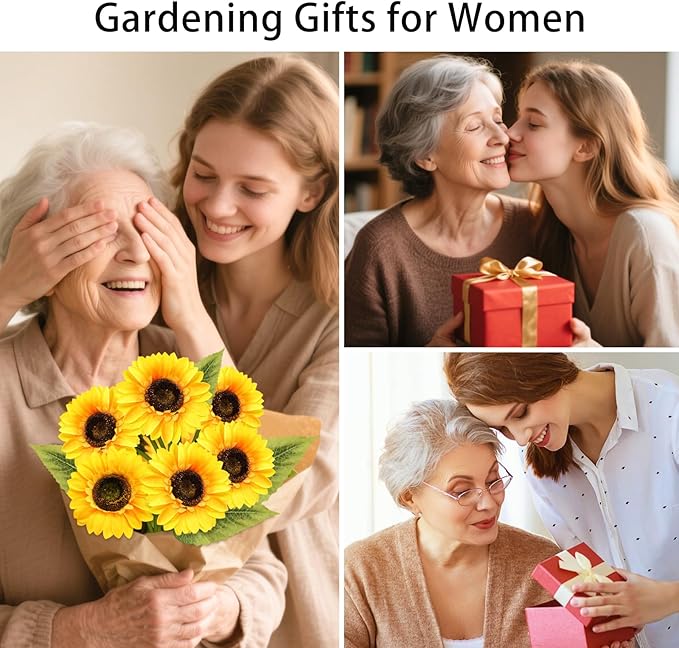 Solar Garden Lights Outdoor, 3 Pack Sunflower Lights with 9 Large Sunflower, Waterproof Garden Decor, Birthday Gifts for Mom Grandma, Decorative Solar Flowers for Pathway Patio Yard Fall Decorations