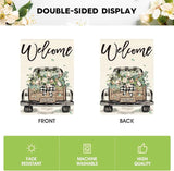AVOIN colorlife Welcome Spring Truck Garden Flag 12x18 Inch Double Sided, Cotton Rustic Buffalo Plaid Yard Outdoor Flag