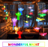Baquler 4 Pcs Solar Wind Chimes for Outside Hummingbird Angel Butterfly Dragonfly Waterproof Hanging Solar Lights for Patio Garden Yard Porch Outside Gifts for Mom Grandma Women