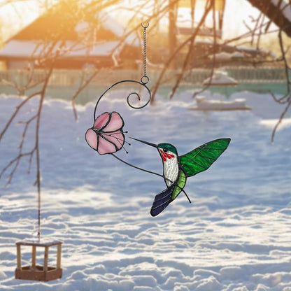 1PC Colorful Hummingbird Glass Window Decor Hanging Ornament, Home Wall Garden Decor, Hummingbird Light Catcher, Bird Lover Favorite Gardening Ornament