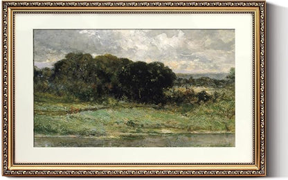 ARPEOTCY Vintage Gold Framed Large Wall Art, Swale Land Scenery Retro Paintings, Landsacpe Canvas Prints Artwork with Antique Frame, Victorian Wall Picture Decor for Gallery Living Room 16x24 inch