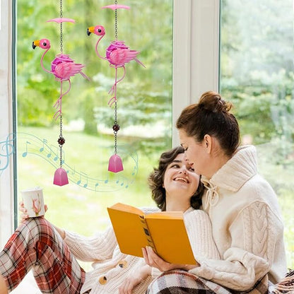 MUMTOP Flamingo Wind Chimes for Outside - 2 Pack Flamingo Gifts for Women, Decorative Wind Bell Hanging Ornaments Pendant Indoor Outdoor Window Yard Porch Decor