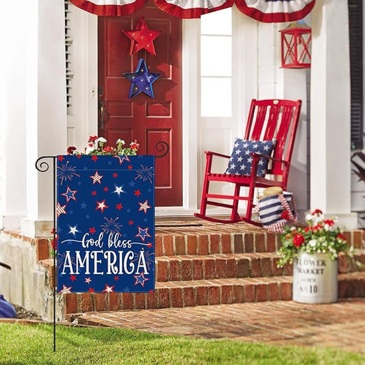 AVOIN colorlife God Bless America 4th of July Patriotic Garden Flag 12x18 Inch Double Sided Outside, Stars and Stripes Yard Outdoor Decoration