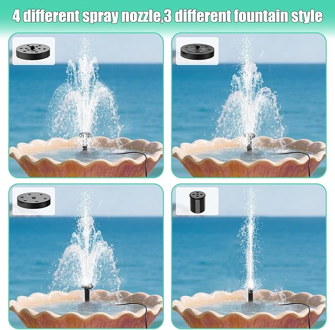 Solar Water Fountain for Bird Bath with Seperate Solar Panel 1.8W,Solar Fountain Pump for Pond,Water Feature Solar Water Pump