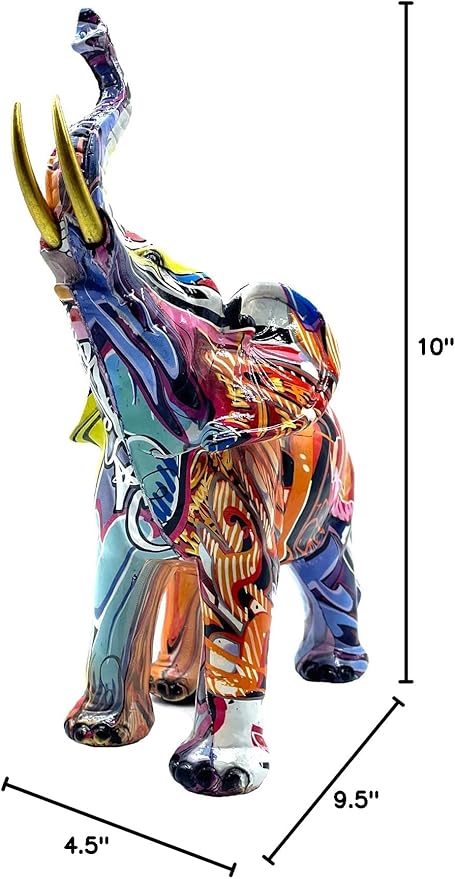 Colorful Elephant Statue Sculpture Frgurine Gift for Home Office Living Room Desktop Decoration Garden Figurines Outdoor Decor Frgurines (Large)