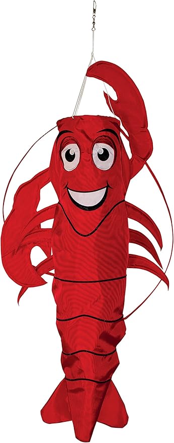In the Breeze 5010 — 3D Lobster Windsock — Hanging Outdoor Beach Decoration for Homes, Gardens, Yards