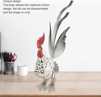 Chicken Decor, 15.6 x 19.7 x 4.6in Iron Garden Sculptures Statues Rooster Decor Extra Large Outdoor Sculptures Metal Yard Decor Ornaments Outdoor Sculpture, Rooster Ornament